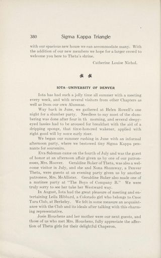 Chapter Letters: Iota - University of Denver, October 1909