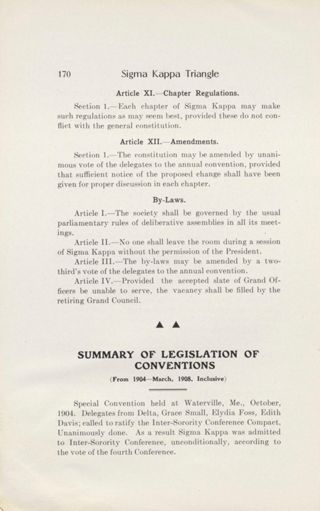 Summary of Legislation of Conventions