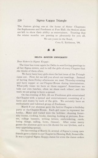 Chapter Letters: Delta - Boston University, April 1909