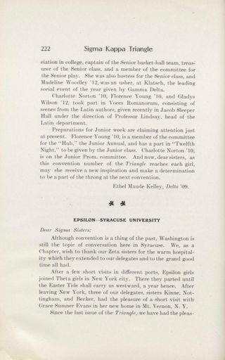 Chapter Letters: Epsilon - Syracuse University, April 1909