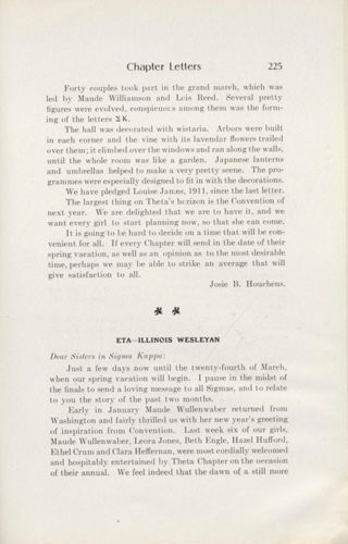 Chapter Letters: Eta - Illinois Wesleyan, April 1909