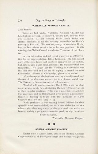 Chapter Letters: Boston Alumnae Chapter, April 1909