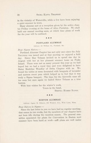 Chapter Letters: Portland Alumnae, November 1910