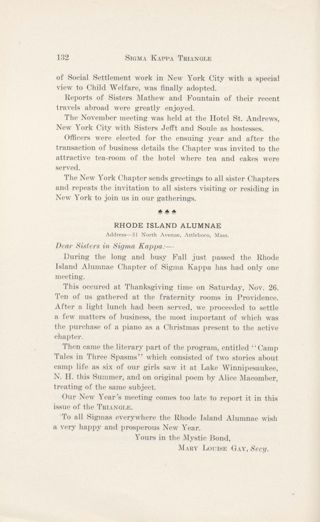 Chapter Letters: Rhode Island Alumnae, February 1911