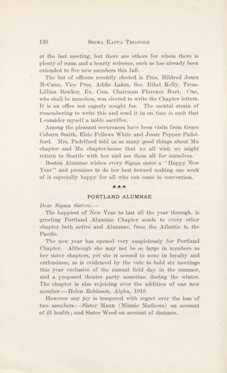 Chapter Letters: Portland Alumnae, February 1911