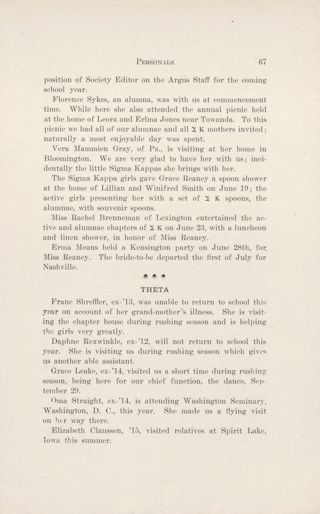 Personals: Theta, November 1911