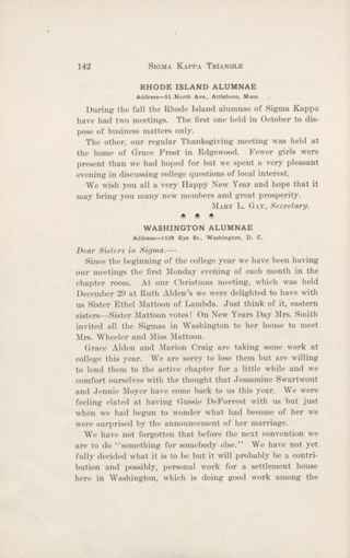 Chapter Letters: Rhode Island Alumnae, February 1912