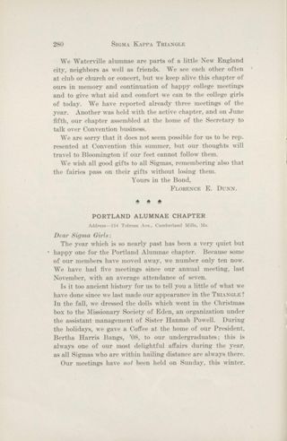 Chapter Letters: Portland Alumnae Chapter, August 1912