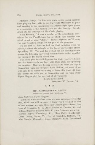 Chapter Letters: Nu - Middlebury College, August 1912