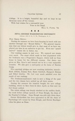 Chapter Letters: Zeta - George Washington University, November 1912