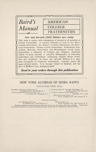 Baird's Manual of American College Fraternities Advertisement, February 1913