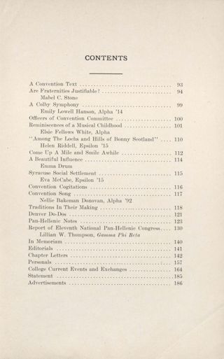 Sigma Kappa Triangle, Vol. VII, No. 2, February 1913 Table of Contents