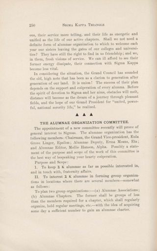 Alumnae Department: The Alumnae Organization Committee, May 1913