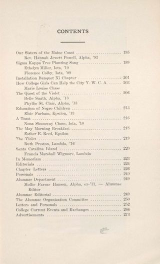 Sigma Kappa Triangle, Vol. VII, No. 3, May 1913 Table of Contents