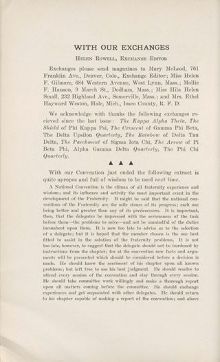 With Our Exchanges: Editor's Note, September 1913