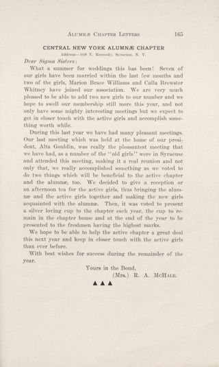 Alumnae Chapter Letters: Central New York Alumnae Chapter, December 1913