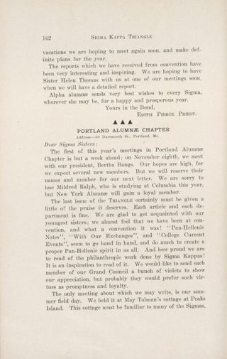 Alumnae Chapter Letters: Portland Alumnae Chapter, December 1913