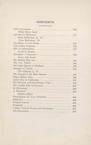 Sigma Kappa Triangle, Vol. VI, No. 2, May 1912 Table of Contents