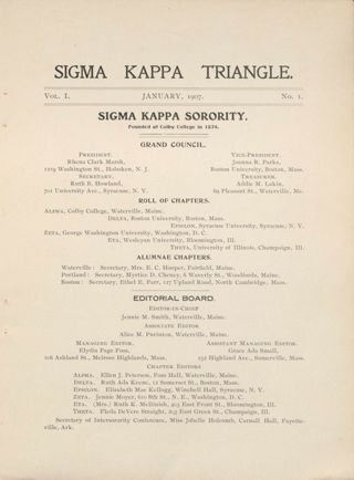 Sigma Kappa Sorority, January 1907