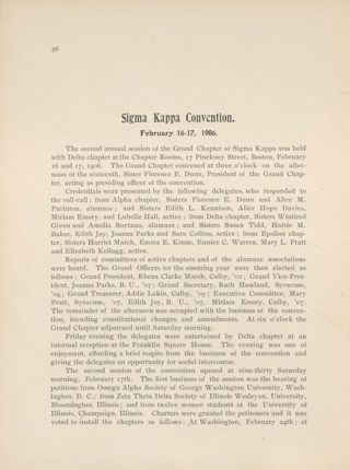 Sigma Kappa Convention, February 16-17, 1906