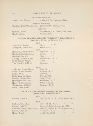 Active Members: Epsilon Chapter, Zeta Chapter, January 1907