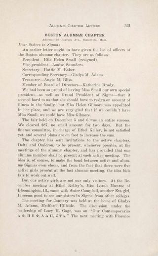 With Our Alumnae Chapters: Alumnae Chapter Letters: Boston Alumnae Chapter, March 1914