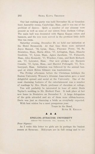 With Our Active Chapters: Chapter Letters: Epsilon - Syracuse University, March 1914