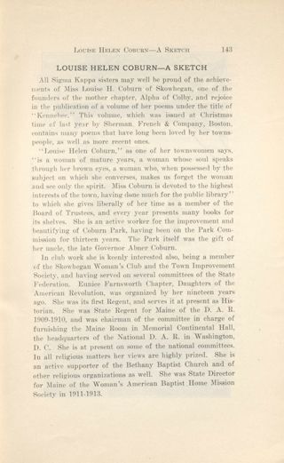 Louise Helen Coburn - A Sketch