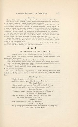 With Our Active Chapters: Chapter Letters and Personals: Delta - Boston University, June 1917