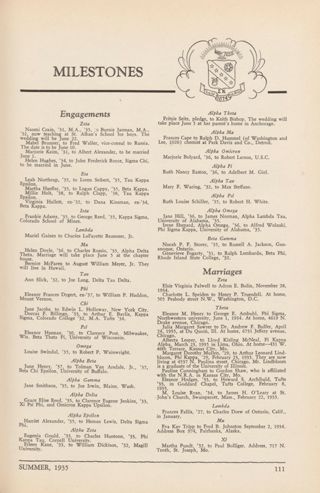 Milestones: Engagements, June 1935