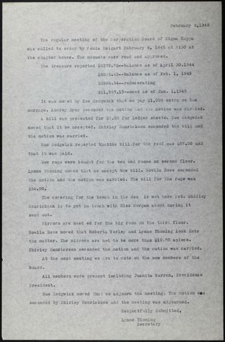 Puget Sound Association Corporation Board Regular Meeting Minutes, February 6, 1945