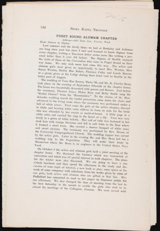 Puget Sound Association of Sigma Kappa Magazine Clipping, December 1915