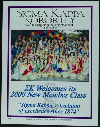 Sigma Kappa Sorority: Bringing Sisterhood to Life Magazine Clipping, Fall 2000