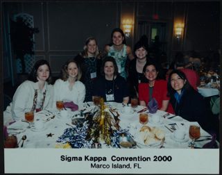 Jami Nartker and Seven Unidentified Sigma Kappas at 2000 Convention Dinner Photograph