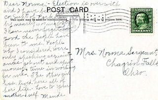 Postcard, Maude Brown to Norma Sargeant