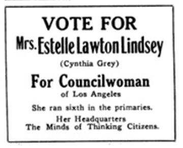 Campaign ad for Estelle Lawton Lindsey's 1915 Race