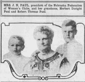 Mrs. J.N. Paul with her grandsons, Herbert Deright Paul and Robert Thomas Paul