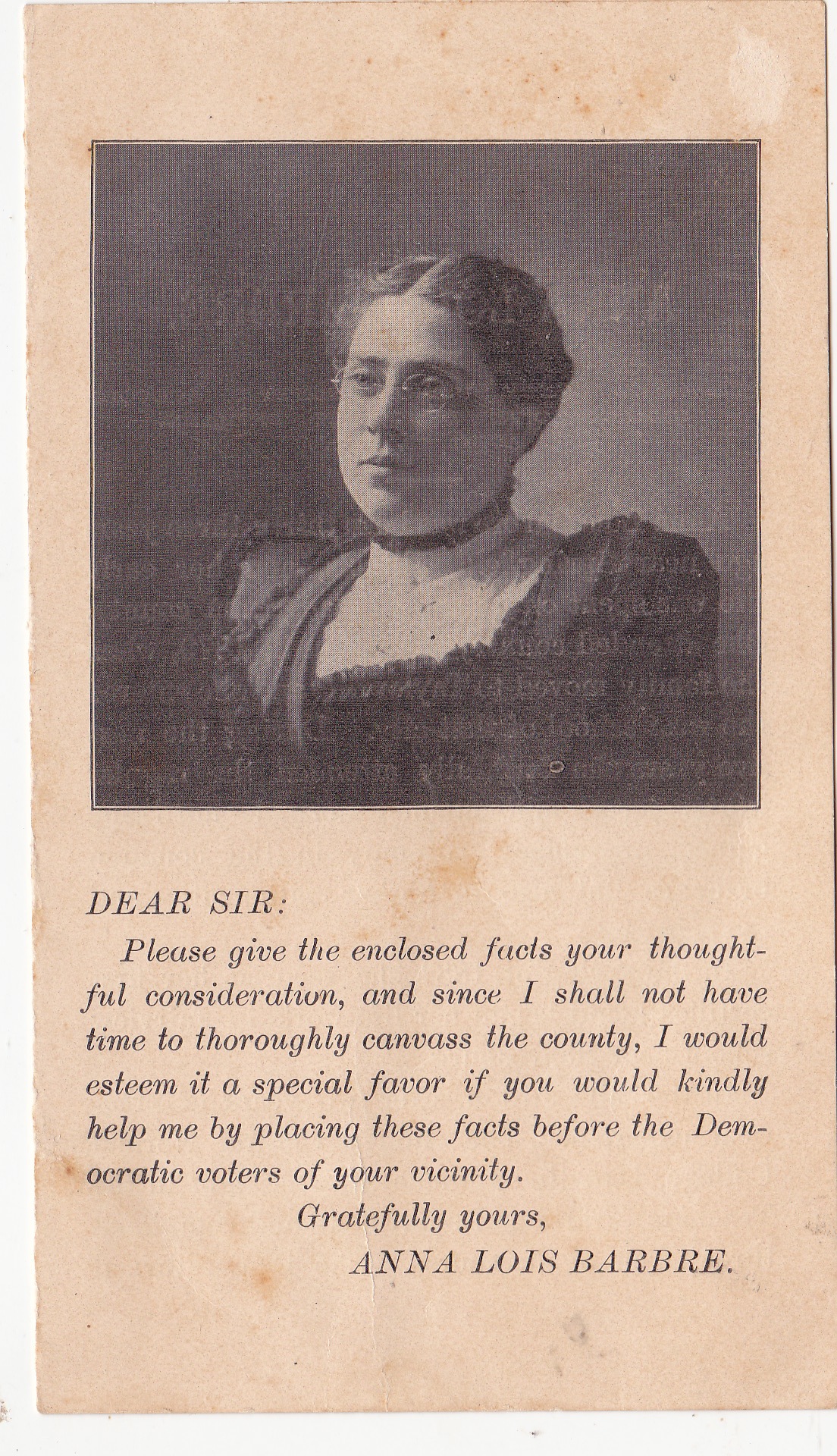 Anna Lois Barbre Campaign Material