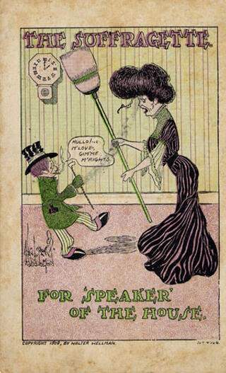 The Suffragette For Speaker of the House Cartoon, 1908