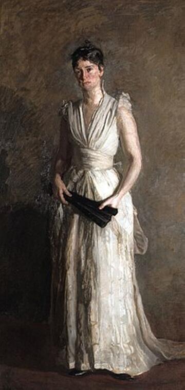 Black Fan: Portrait of Mrs. Talcott Williams (Sophia Wells Royce Williams), by Thomas Eakins (1891)