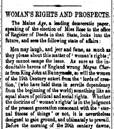 Olive Rose's Campaign for Register of Deeds, 1853
