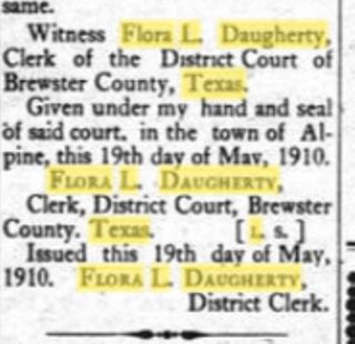 Flora L. Daugherty's campaign for County Clerk and Clerk of the District Court, 1906
