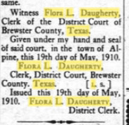 Flora L. Daugherty's campaign for County Clerk and Clerk of the District Court, 1906