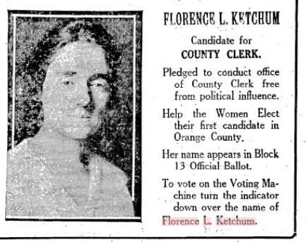 Florence L. Ketchum's Campaign for County Clerk, 1918