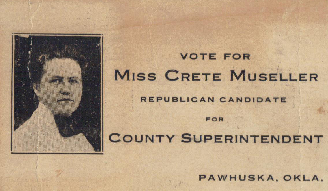 Crete Museller's Campaign for County Superintendent of Schools, 1910