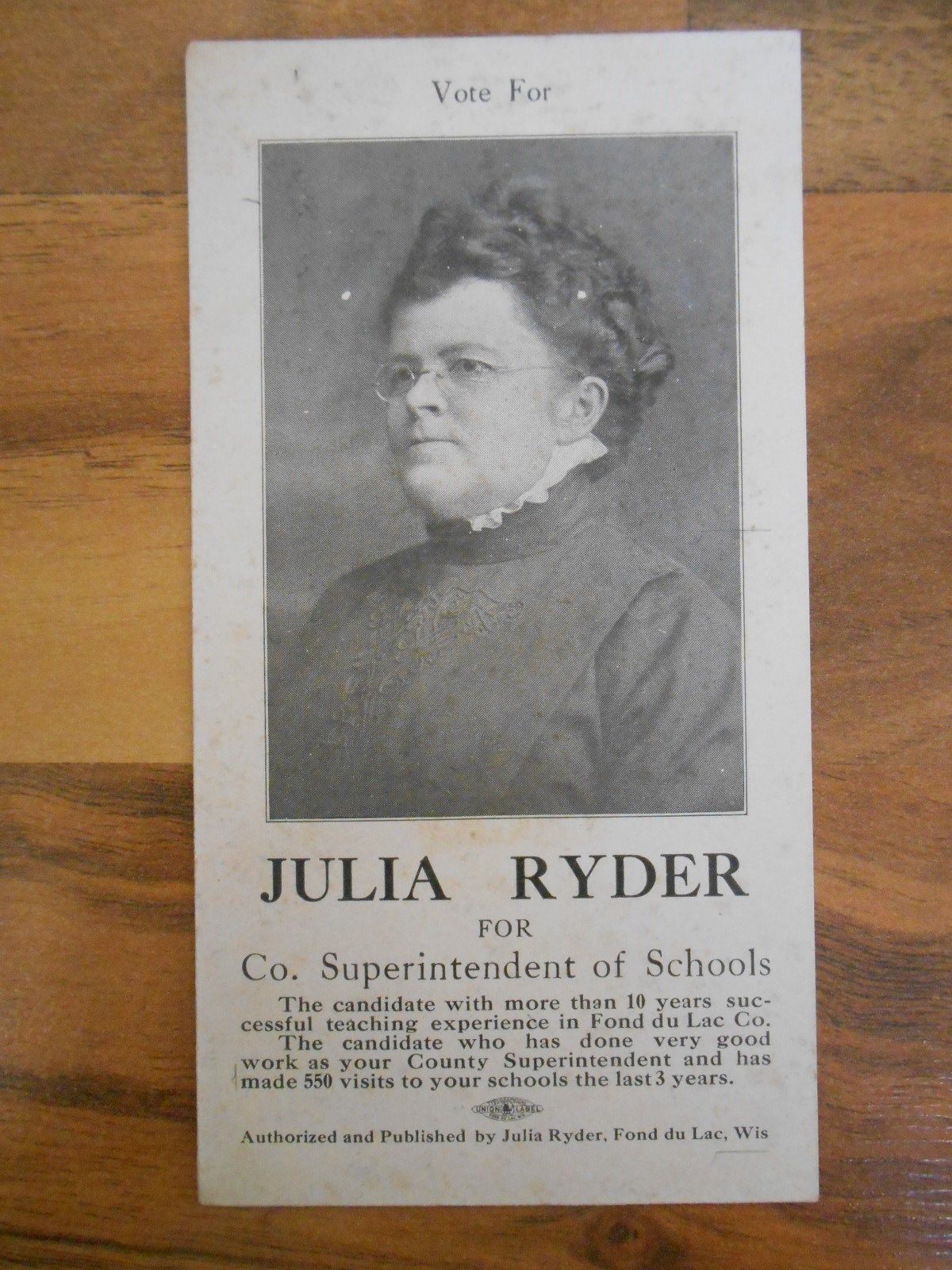 Julia Ryder's Campaign for County Superintendent of Schools, 1912