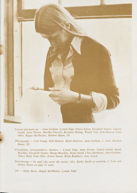 June 1974 Salt Magazine, Masthead