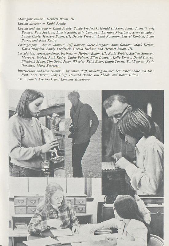 April 1976 Salt Magazine, Masthead