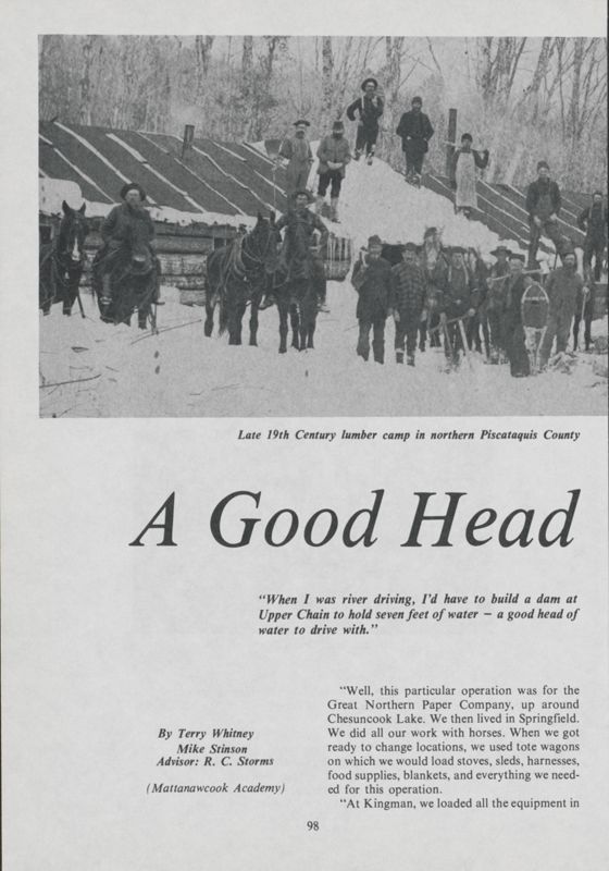 A Good Head of Water