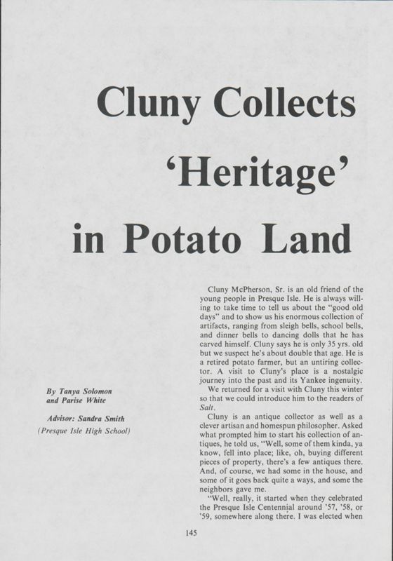 Cluny Collects 'Heritage' in Potato Land
